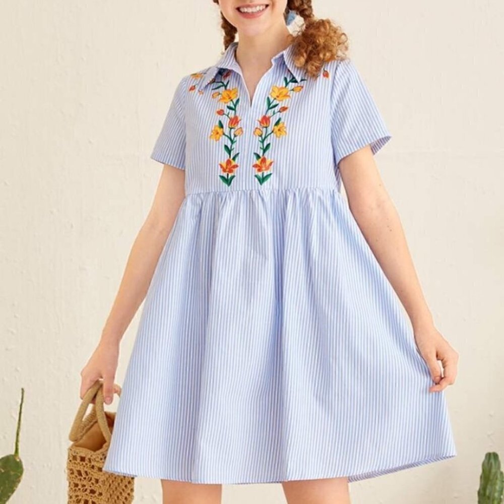 𝅺teen boho floral striped dress Size 12-13Y